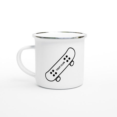 Yout Club Skateboard White 12oz Enamel Mug - YOUT CLUB